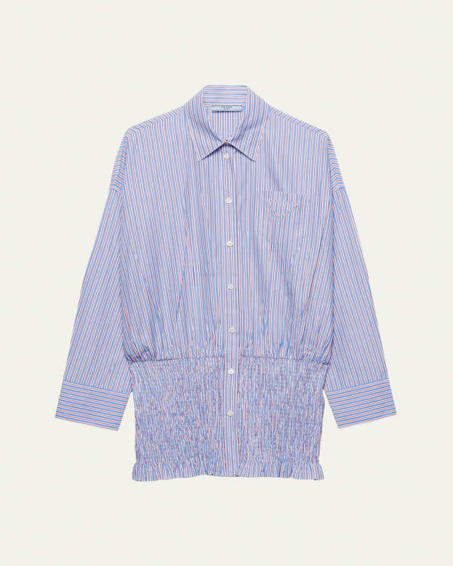Stripe Smocked Poplin Shirt